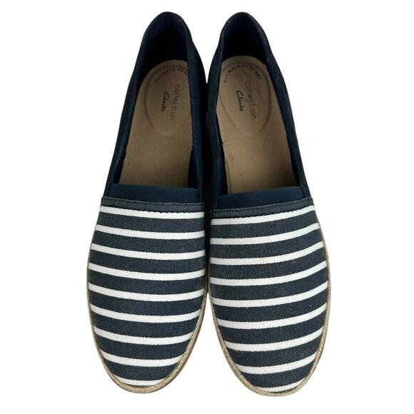 Clarks Serena Paige Loafer Flat Striped Navy Marine Size 10 - Picture 4 of 10
